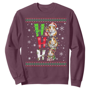 Funny Guinea Pig Ho Ho Ho Ugly Christmas Sweater Sweatshirt Cute Pet Lover TS12 Maroon Print Your Wear