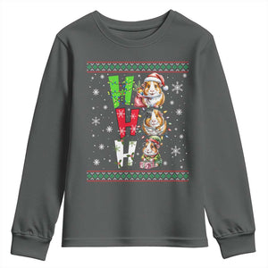 Funny Guinea Pig Ho Ho Ho Ugly Christmas Sweater Youth Sweatshirt Cute Pet Lover TS12 Dark Heather Print Your Wear