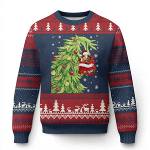Funny Christmas Guinea In Green Hand Naughty Ugly Christmas Sweater Cute Pet Lover Gift TS12 Navy Red Print Your Wear