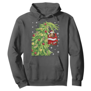 Funny Christmas Guinea In Green Hand Naughty Hoodie Cute Pet Lover Gift TS12 Dark Heather Print Your Wear