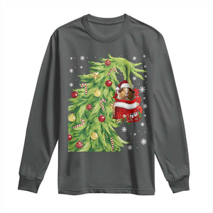 Funny Christmas Guinea In Green Hand Naughty Long Sleeve Shirt Cute Pet Lover Gift TS12 Dark Heather Print Your Wear