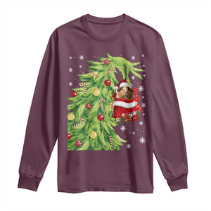 Funny Christmas Guinea In Green Hand Naughty Long Sleeve Shirt Cute Pet Lover Gift TS12 Maroon Print Your Wear