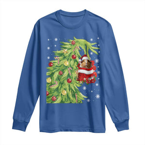 Funny Christmas Guinea In Green Hand Naughty Long Sleeve Shirt Cute Pet Lover Gift TS12 Royal Blue Print Your Wear