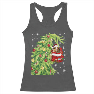 Funny Christmas Guinea In Green Hand Naughty Racerback Tank Top Cute Pet Lover Gift TS12 Dark Heather Print Your Wear