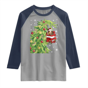 Funny Christmas Guinea In Green Hand Naughty Raglan Shirt Cute Pet Lover Gift TS12 Sport Gray Navy Print Your Wear