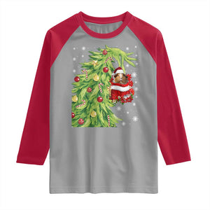 Funny Christmas Guinea In Green Hand Naughty Raglan Shirt Cute Pet Lover Gift TS12 Sport Gray Red Print Your Wear