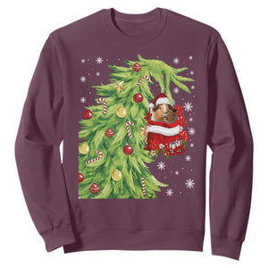 Funny Christmas Guinea In Green Hand Naughty Sweatshirt Cute Pet Lover Gift TS12 Maroon Print Your Wear