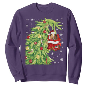 Funny Christmas Guinea In Green Hand Naughty Sweatshirt Cute Pet Lover Gift TS12 Purple Print Your Wear