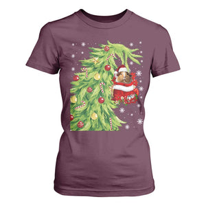 Funny Christmas Guinea In Green Hand Naughty T Shirt For Women Cute Pet Lover Gift TS12 Maroon Print Your Wear