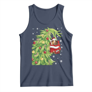 Funny Christmas Guinea In Green Hand Naughty Tank Top Cute Pet Lover Gift TS12 Navy Print Your Wear