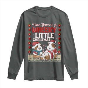 Have Yourself A Wheeky Little Christmas Long Sleeve Shirt Funny Guinea Pig Lover TS12 Dark Heather Print Your Wear