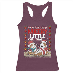 Have Yourself A Wheeky Little Christmas Racerback Tank Top Funny Guinea Pig Lover TS12 Maroon Print Your Wear