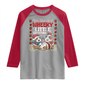 Have Yourself A Wheeky Little Christmas Raglan Shirt Funny Guinea Pig Lover TS12 Sport Gray Red Print Your Wear