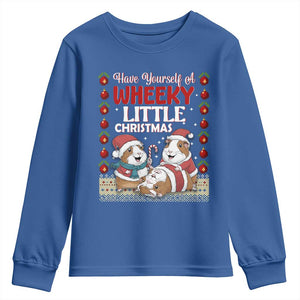 Have Yourself A Wheeky Little Christmas Youth Sweatshirt Funny Guinea Pig Lover TS12 Royal Blue Print Your Wear