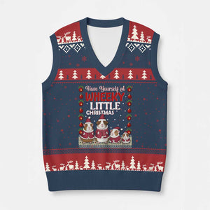 Christmas Guinea Pig Lover V-Neck Knit Sweater Vest Have Yourself A Wheeky Little TS12 Navy Red Print Your Wear