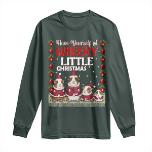 Christmas Guinea Pig Lover Long Sleeve Shirt Have Yourself A Wheeky Little TS12 Dark Forest Green Print Your Wear