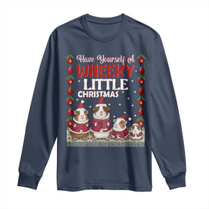 Christmas Guinea Pig Lover Long Sleeve Shirt Have Yourself A Wheeky Little TS12 Navy Print Your Wear