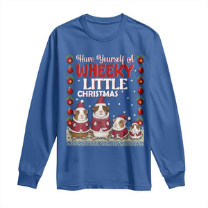 Christmas Guinea Pig Lover Long Sleeve Shirt Have Yourself A Wheeky Little TS12 Royal Blue Print Your Wear