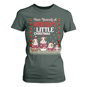 Christmas Guinea Pig Lover T Shirt For Women Have Yourself A Wheeky Little TS12 Dark Forest Green Print Your Wear