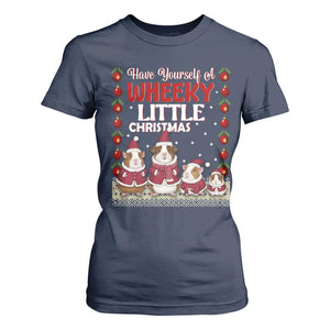 Christmas Guinea Pig Lover T Shirt For Women Have Yourself A Wheeky Little TS12 Navy Print Your Wear