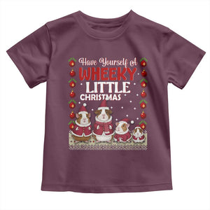 Christmas Guinea Pig Lover Toddler T Shirt Have Yourself A Wheeky Little TS12 Maroon Print Your Wear