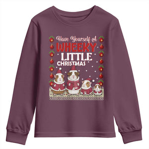 Christmas Guinea Pig Lover Youth Sweatshirt Have Yourself A Wheeky Little TS12 Maroon Print Your Wear