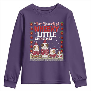 Christmas Guinea Pig Lover Youth Sweatshirt Have Yourself A Wheeky Little TS12 Purple Print Your Wear