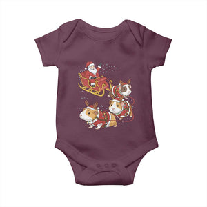 Funny Christmas Guinea Pig Lover Gift Baby Onesie Santa Pig Sleigh Crew TS12 Maroon Print Your Wear