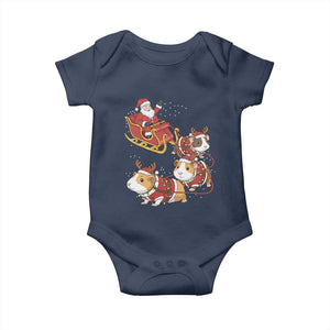 Funny Christmas Guinea Pig Lover Gift Baby Onesie Santa Pig Sleigh Crew TS12 Navy Print Your Wear