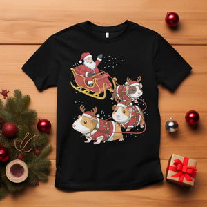Funny Christmas Guinea Pig Lover Gift T Shirt Santa Pig Sleigh Crew TS12 Black Print Your Wear