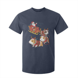 Funny Christmas Guinea Pig Lover Gift T Shirt For Kid Santa Pig Sleigh Crew TS12 Navy Print Your Wear
