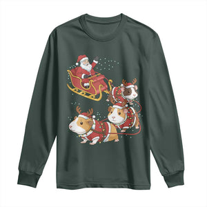 Funny Christmas Guinea Pig Lover Gift Long Sleeve Shirt Santa Pig Sleigh Crew TS12 Dark Forest Green Print Your Wear
