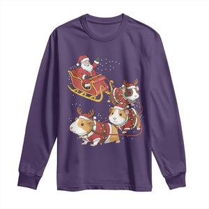 Funny Christmas Guinea Pig Lover Gift Long Sleeve Shirt Santa Pig Sleigh Crew TS12 Purple Print Your Wear