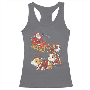 Funny Christmas Guinea Pig Lover Gift Racerback Tank Top Santa Pig Sleigh Crew TS12 Charcoal Print Your Wear