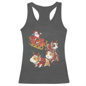 Funny Christmas Guinea Pig Lover Gift Racerback Tank Top Santa Pig Sleigh Crew TS12 Dark Heather Print Your Wear