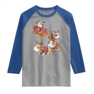 Funny Christmas Guinea Pig Lover Gift Raglan Shirt Santa Pig Sleigh Crew TS12 Sport Gray Royal Print Your Wear