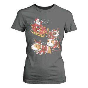 Funny Christmas Guinea Pig Lover Gift T Shirt For Women Santa Pig Sleigh Crew TS12 Dark Heather Print Your Wear