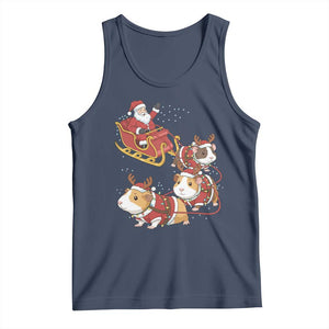 Funny Christmas Guinea Pig Lover Gift Tank Top Santa Pig Sleigh Crew TS12 Navy Print Your Wear