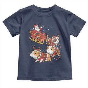 Funny Christmas Guinea Pig Lover Gift Toddler T Shirt Santa Pig Sleigh Crew TS12 Navy Print Your Wear
