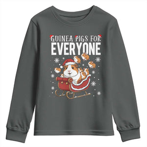 Christmas Guinea Pigs For Everyone Youth Sweatshirt Funny Cavy Lover Gift TS12 Dark Heather Print Your Wear