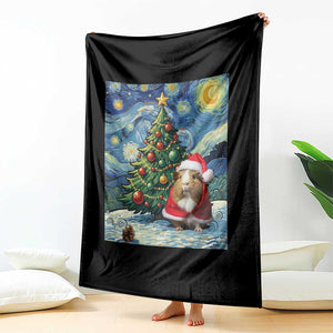 Santa Guinea Pig Starry Night Inspired Throw Blanket Funny Christmas Gift TS12 Print Your Wear