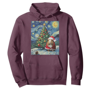Santa Guinea Pig Starry Night Inspired Hoodie Funny Christmas Gift TS12 Maroon Print Your Wear