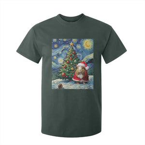 Santa Guinea Pig Starry Night Inspired T Shirt For Kid Funny Christmas Gift TS12 Dark Forest Green Print Your Wear
