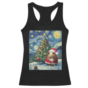 Santa Guinea Pig Starry Night Inspired Racerback Tank Top Funny Christmas Gift TS12 Black Print Your Wear