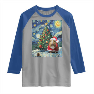Santa Guinea Pig Starry Night Inspired Raglan Shirt Funny Christmas Gift TS12 Sport Gray Royal Print Your Wear