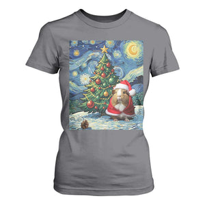 Santa Guinea Pig Starry Night Inspired T Shirt For Women Funny Christmas Gift TS12 Charcoal Print Your Wear