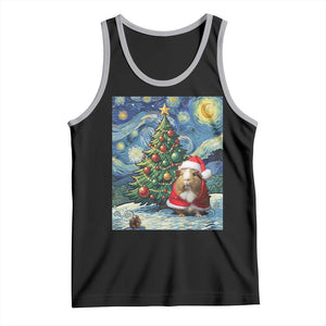 Santa Guinea Pig Starry Night Inspired Tank Top Funny Christmas Gift TS12 Black Athletic Heather Print Your Wear