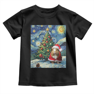 Santa Guinea Pig Starry Night Inspired Toddler T Shirt Funny Christmas Gift TS12 Black Print Your Wear