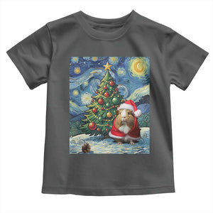 Santa Guinea Pig Starry Night Inspired Toddler T Shirt Funny Christmas Gift TS12 Dark Heather Print Your Wear