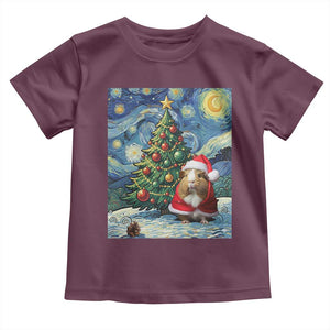 Santa Guinea Pig Starry Night Inspired Toddler T Shirt Funny Christmas Gift TS12 Maroon Print Your Wear